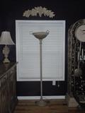 LARGE ,6FT POLE LAMP,,,,,,,MATCHES PAIR OF LAMPS,,,,TAN METAL SHABBY FINISH