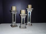 3PC SET , MIRRORED CANDLE HOLDERS