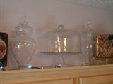 LARGE CONTAINERS, GLASS CAKE PLATES,WE HAVE TWO MORE DOME SHAPE CAKE PLATES