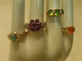 EXCELLENT JEWELRY- EMERALD,10KT---GARNET,STERLING----PERIDOT,14KT----FIRE OPAL,14KT