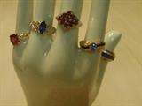 SYN.RUBY,14KT----IOLITE,STERLING-----GARNET,STERLING----SAPHIRE AND DIAMOND,14KT----AMETHYST,STERLING
