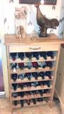 WOOD NATIVITY SET FROM ISRAEL, THIS ROOSTER IS SIGNED ART-----------ALSO WE HAVE MANY BOTTLES OF WINE TO GIVE AWAY-------- AND FOR SALE IS THE WINE CABINET