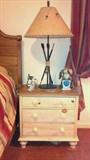 END TABLE, ETHAN ALLEN,,,,,, ALSO COOL INDIAN OR WESTERN ART LAMPS