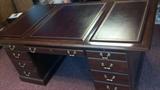 LARGE ETHAN ALLEN DESK, NICE, LEATHER TOP