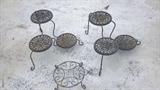 SEVERAL PLANT STANDS AND FLOWER POTS