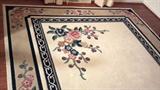 view of the large area rug, with cherries