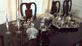 nice silver plate items, and delft candles
