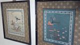 vintage oriental silk art, very nice, professionally framed