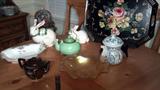 tole painted tray and collectibles