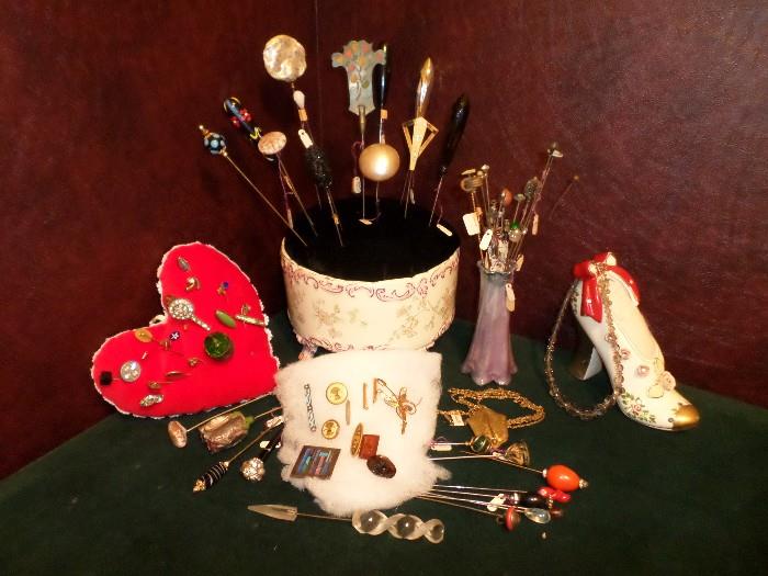 Lots & lots of vintage hat pins and jewelry