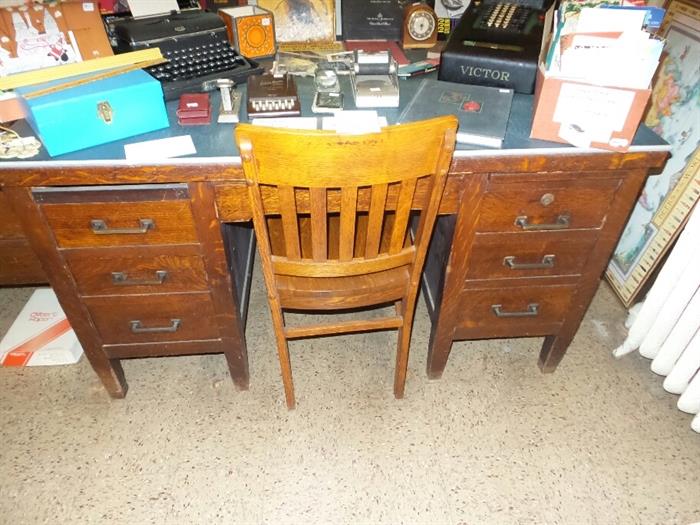 Antique Oak Desk with Chair