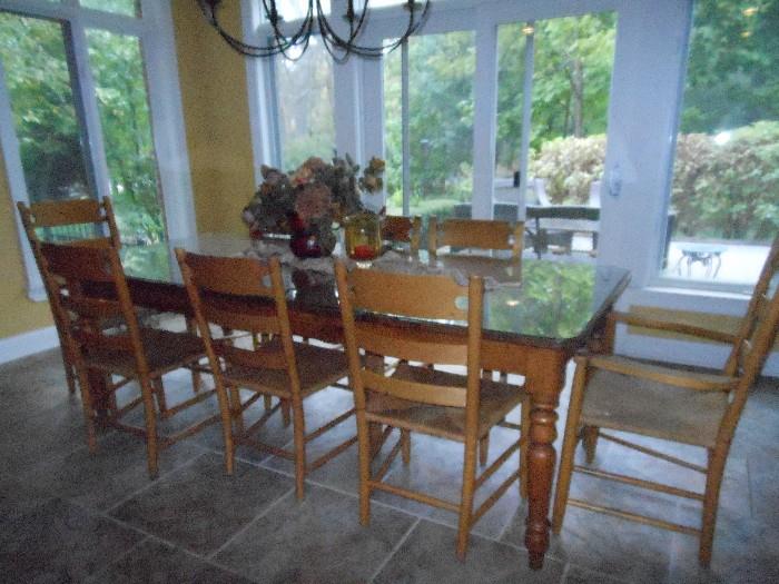 dining room table and eight chairs