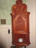Beautifully hand carved corner hanging cabinet