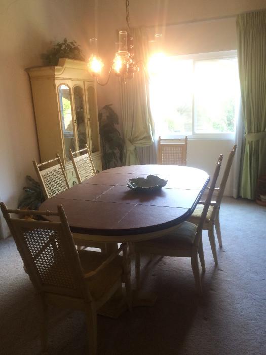 Dining table and chairs, hutch