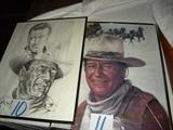 See sketches & collages of the famous actor, John Wayne as above.