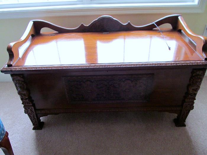 CARVED, ANTIQUE CHEST