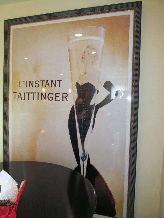 LARGE, FRAMED L'INSTANT TATTINGER POSTER