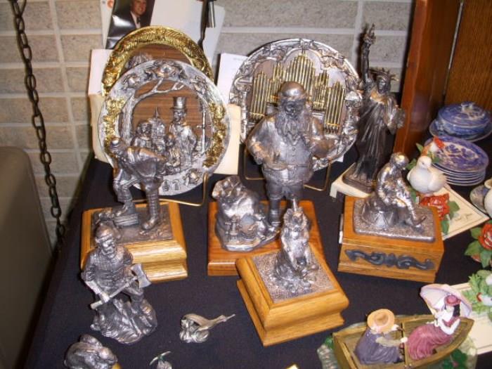 Cast pewter figurines and collectibles by Michael Ricker, 1980's.  HEAVY!