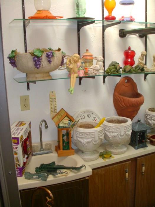 Garden items in greenhouse room