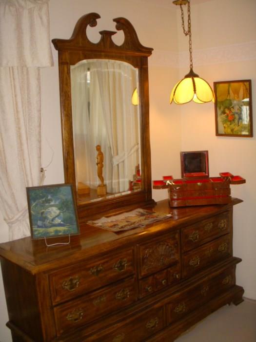Dresser with mirror, etc.