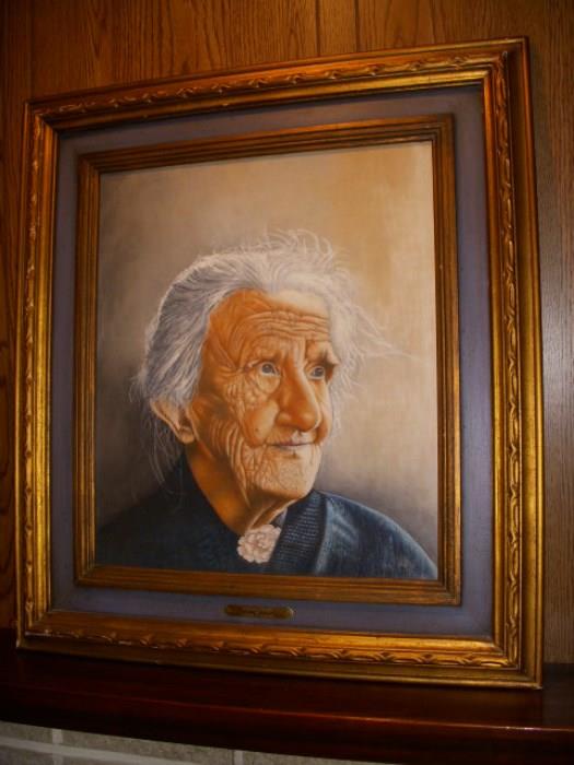 Stanley Worthing (deceased local artist) painting entitled "Aged Lady"