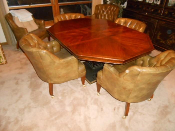 club chairs and pedestal dining table