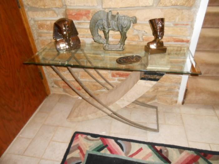 modern table with glass top, 