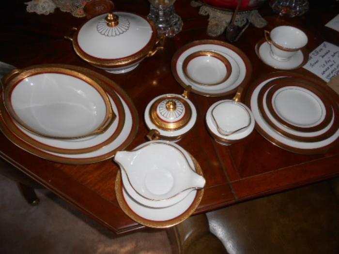 Bavarian China , Le Roy Pattern , Gold with red trim