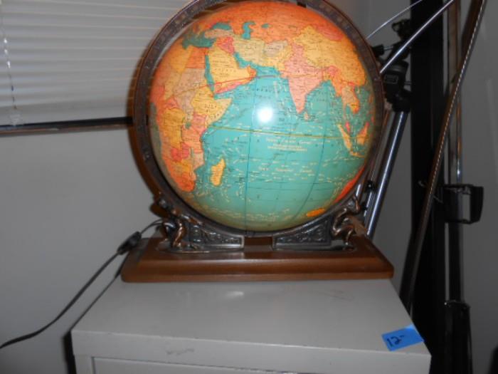 vintage illuminated globe by Cram