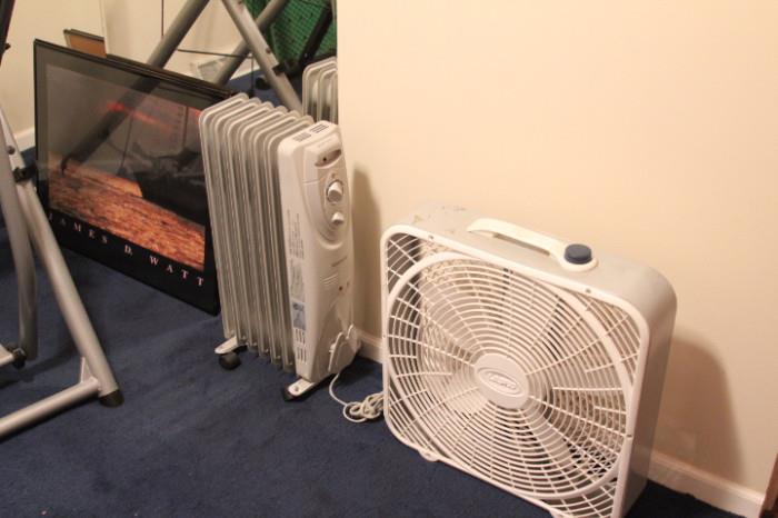 Fan, heater.