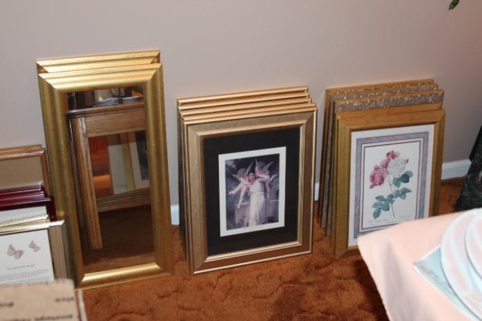Framed artwork and mirrors