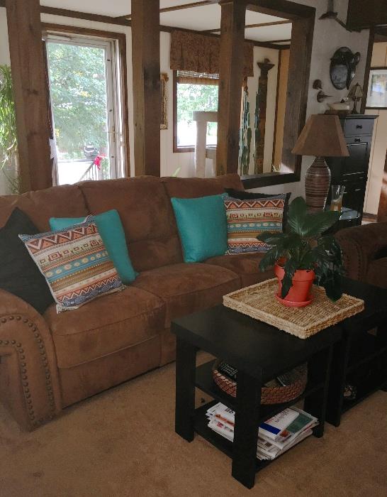 Living room ultra suede sofas