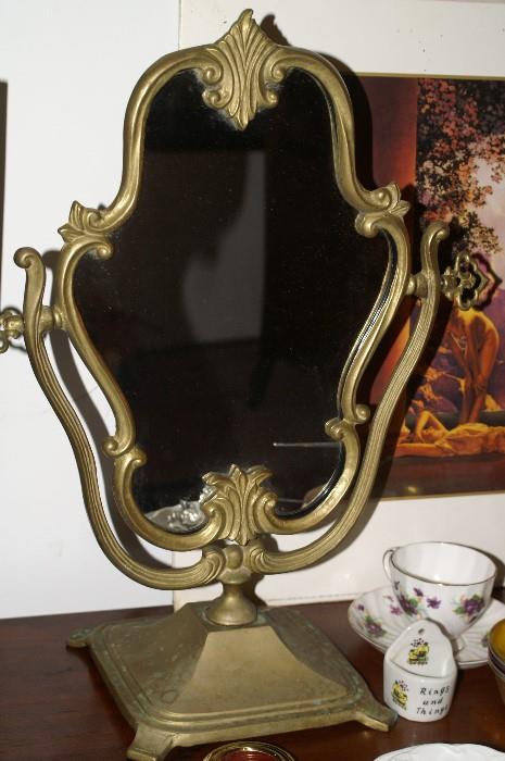 Sleeping Beauty bronze swivel mirror...