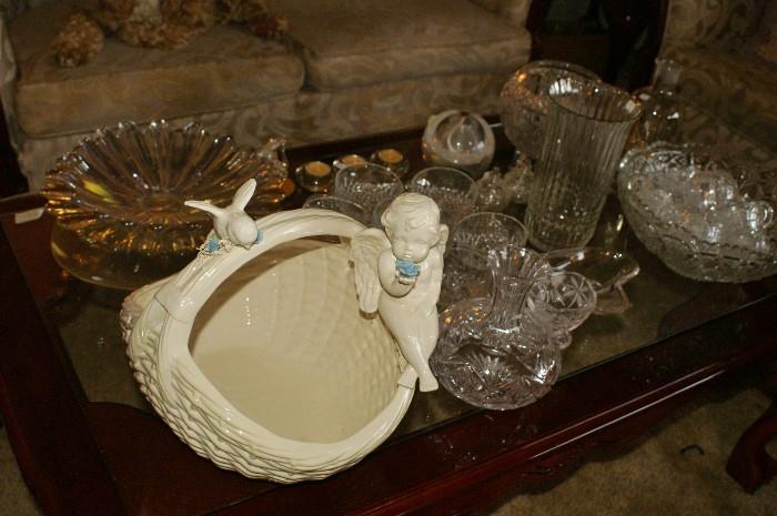 Loads of Crystal and this large Cherub basket!