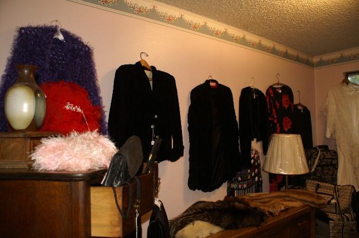 Be sure to check out the Vintage Clothing Room! Black Fox, Black Velvet and Rhinestone Vintage clothing, Mink stole, Mink Jacket, Ermine, Beaver, Chinchilla! 