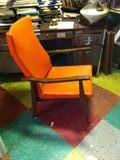 Orange Mid Century Modern Walnut chair,