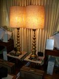 Mid Century Modern Brass lamp & vintage shade.