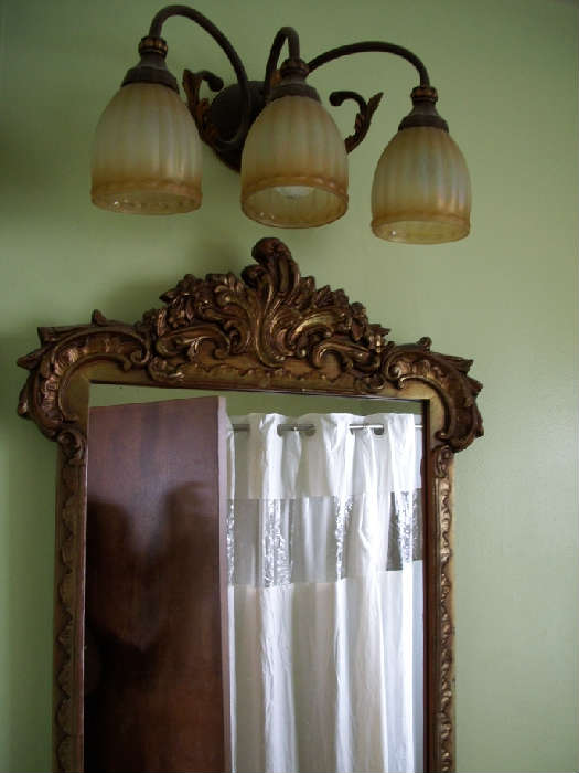 Vintage (long) French mirror
3 light French styled light fixture
