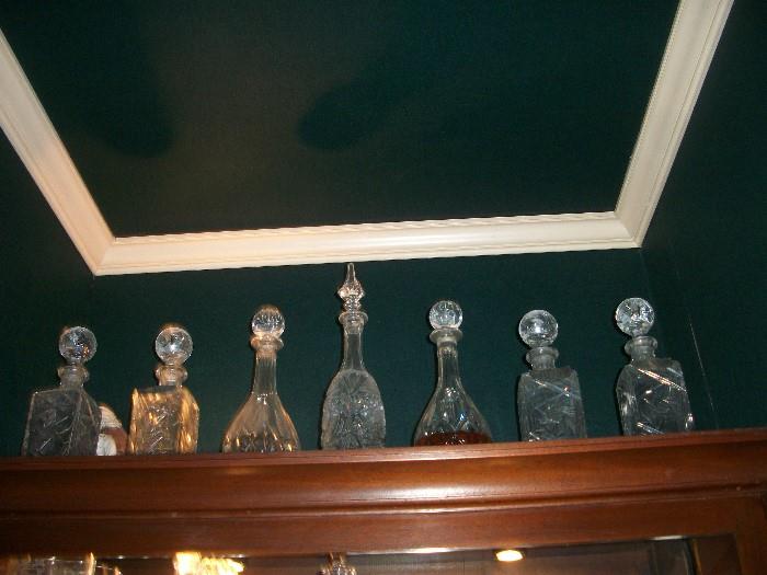we even have glorious decanters above the cabinets