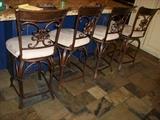 four decorator wrought iron bar stools