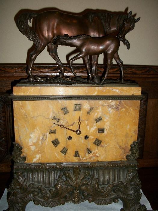 19th Century French  Bronze and Onyx mantle clock