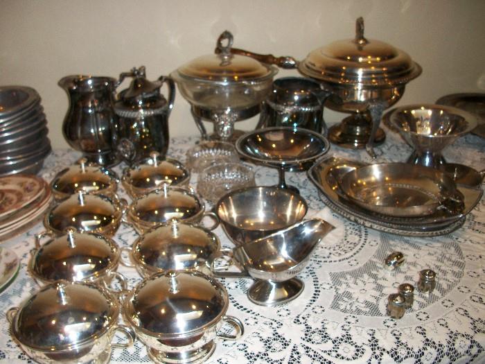 silverplate including these beautiful covered cream soup bowls