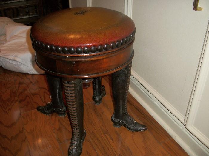 cool leather stool with Victorian Lady boots 