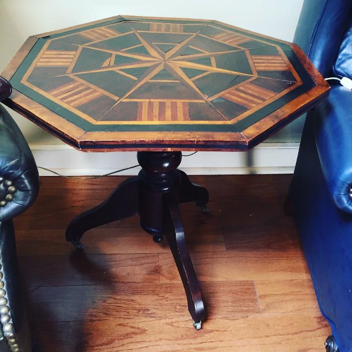 gorgeous inlaid octagon shaped table (my favorite item in the house)