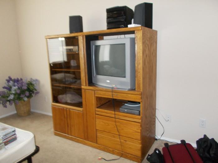 tv cabinet and old tv