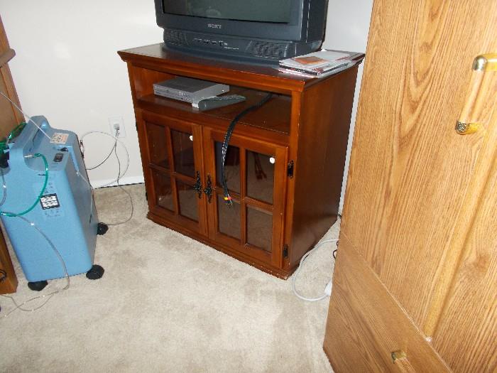 tv stand and old tv  oxegen unit
