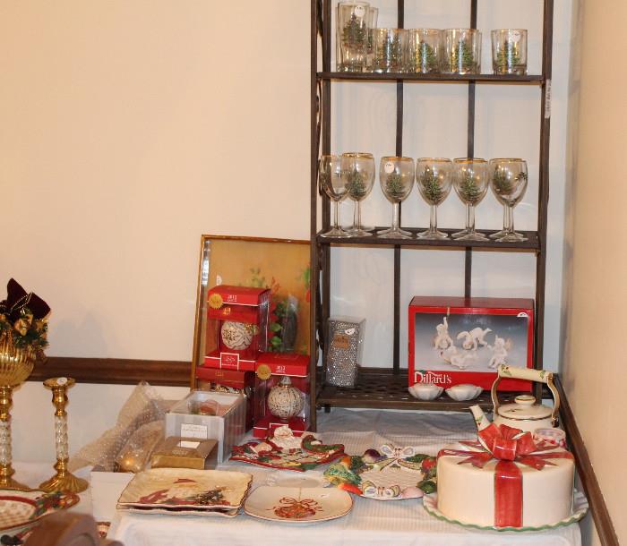 Christmas china and Spode stemware