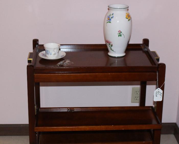 Tea cart and vase from Tiffany