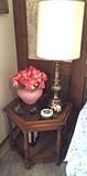 Open Octagon End Table, Brass Table Lamp & More
