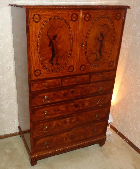 Neoclassical inlaid tall chest